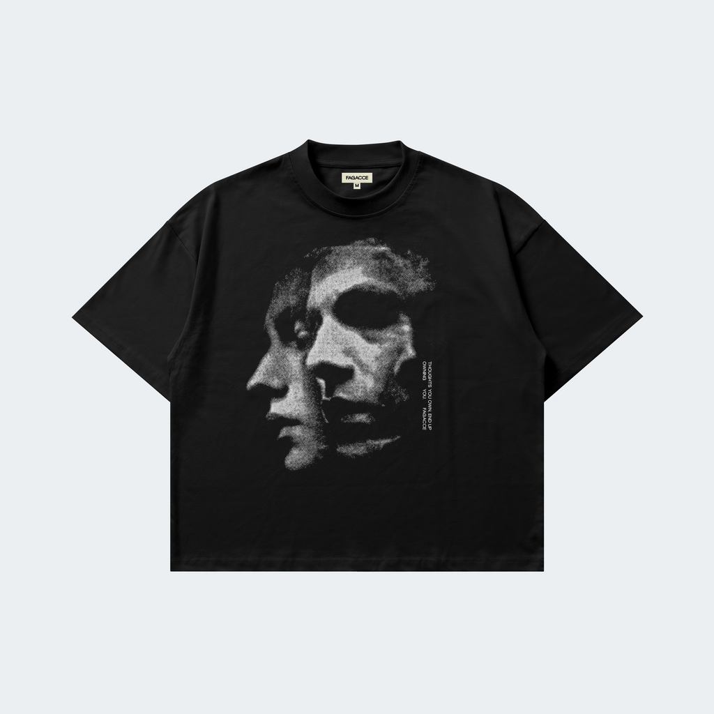 CAMISETA BOXY FACES - PRETA